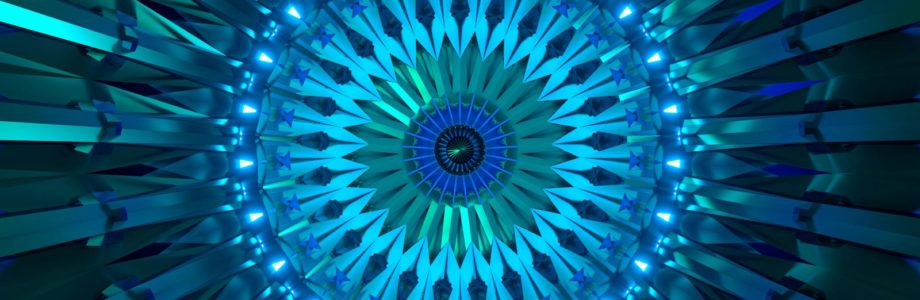 Blue lights in a mandala pattern