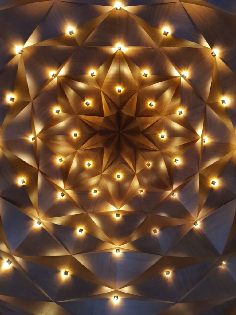 Yellow lights in a mandala pattern
